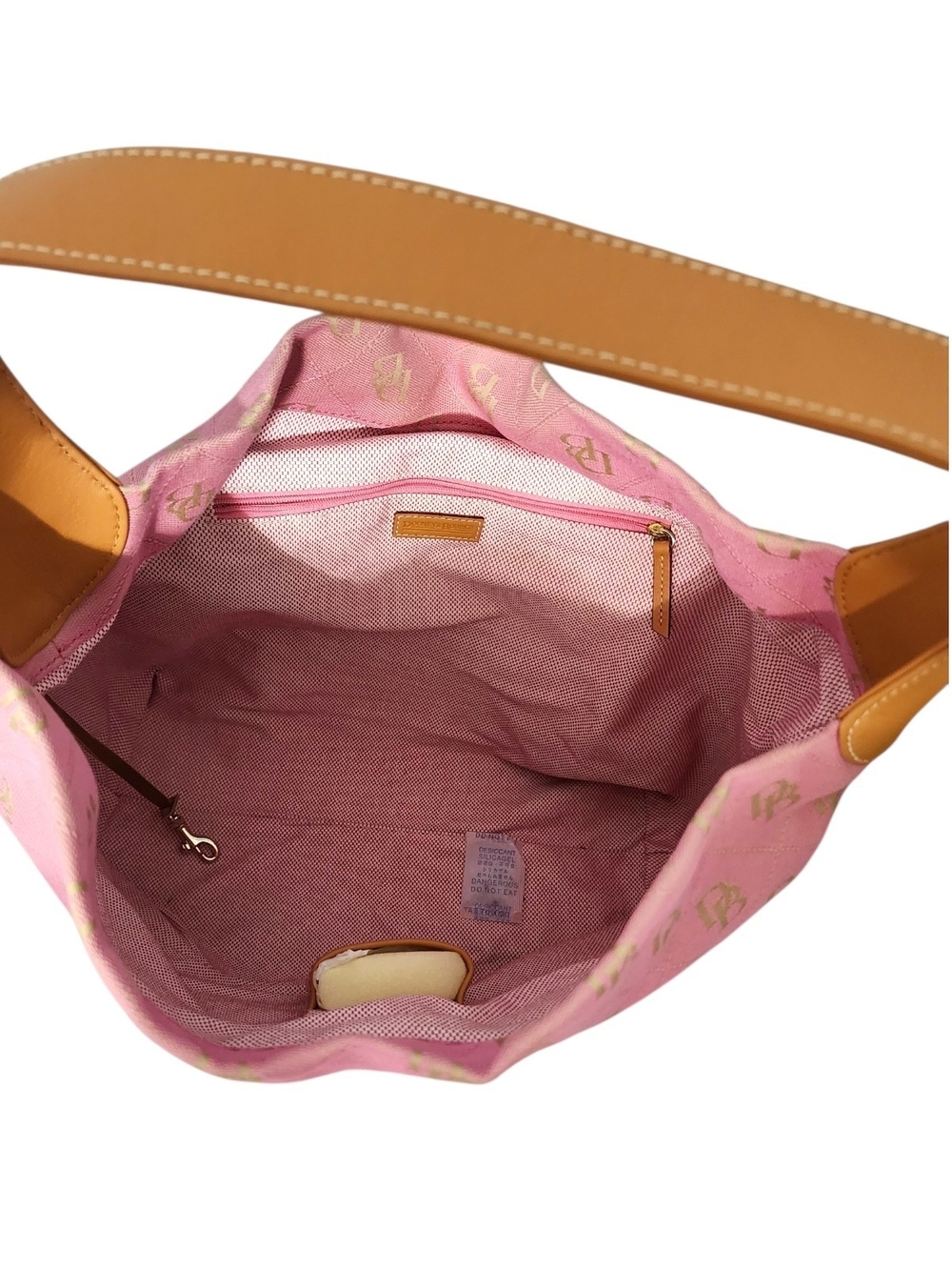 Dooney & Bourke Vintage Y2K Jacquard & Leather Large Logo Lock Sac Hobo Bag - Picture 12 of 15